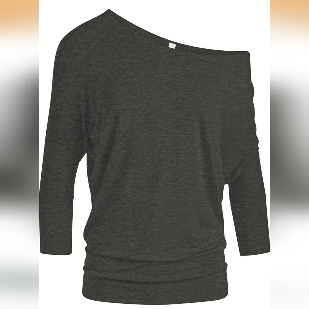 Off-Shoulder Dark Gray Top, New In Plastic,2xl